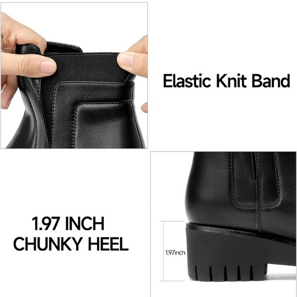 Fashion Platform Ankle Boots Sole Slip On Combat NEW - Picture 3 of 4